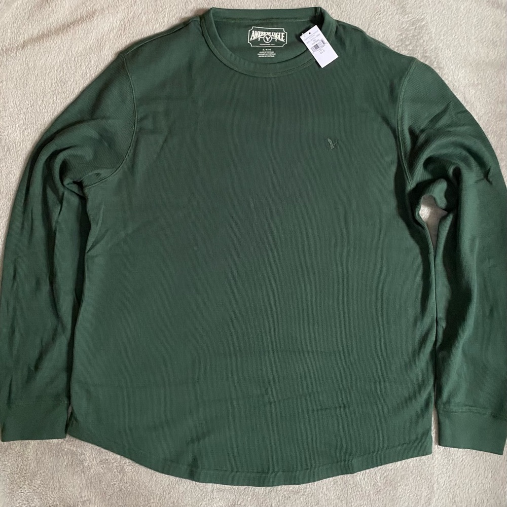 American Eagle Outfitters Men's Green Waffle Thermal Tee NWT
